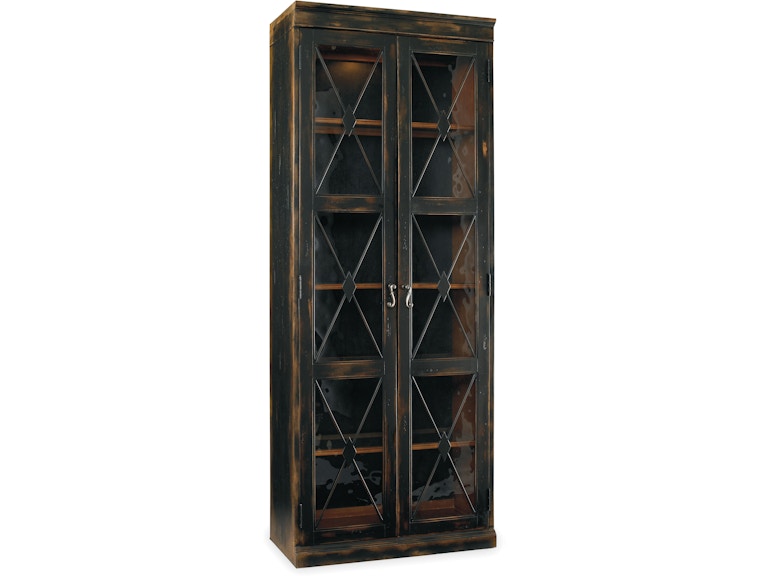 Hooker Furniture Living Room Sanctuary Two-Door Thin Display Cabinet - Ebony 3005-50001 At Norwood Furniture