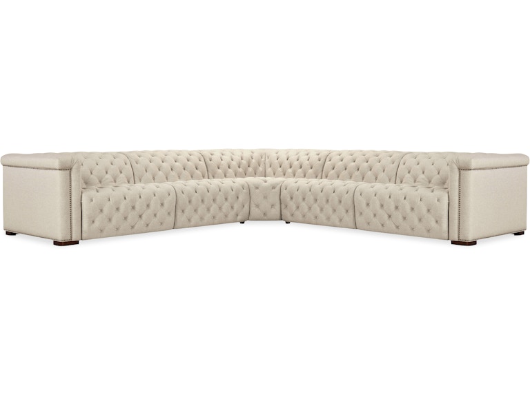 Hooker Furniture Living Room Savion Deux 5 Seat Sectional with Three Power Recliners and Six Power Headrests SS435-5PC3-414 at Norwood Furniture