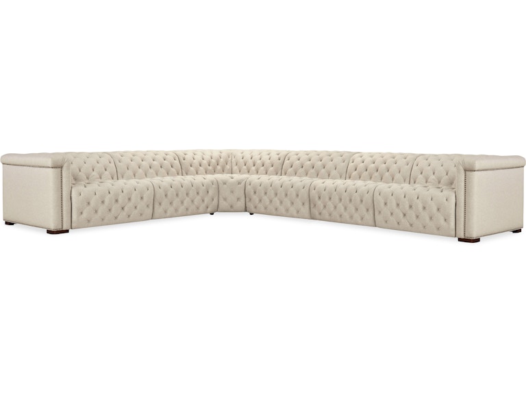 Hooker Furniture Living Room Savion Deux 6 Seat Sectional with Four Power Recliners and Seven Power Headrests SS435-6PC4-414 at Norwood Furniture