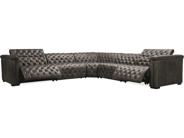 Hooker Furniture Living Room Savion Grandier 5 pc Sectional w/2 PWR Recline PWR Headrest SS434-G5PS-096 at Norwood Furniture