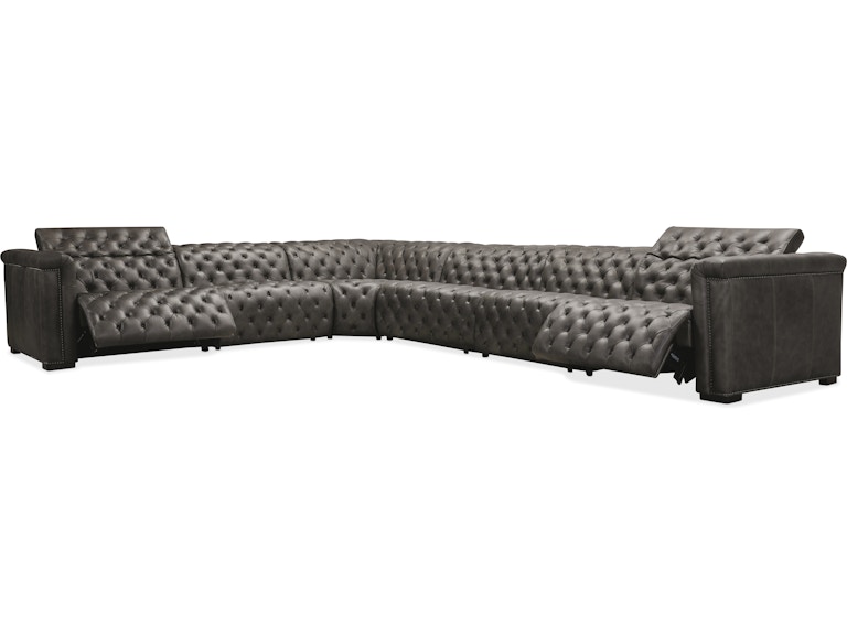 Hooker Furniture Living Room Savion Grandier 6 pc Sectional w/3 PWR Recline PWR Headrest SS434-G6PS-096 at Norwood Furniture