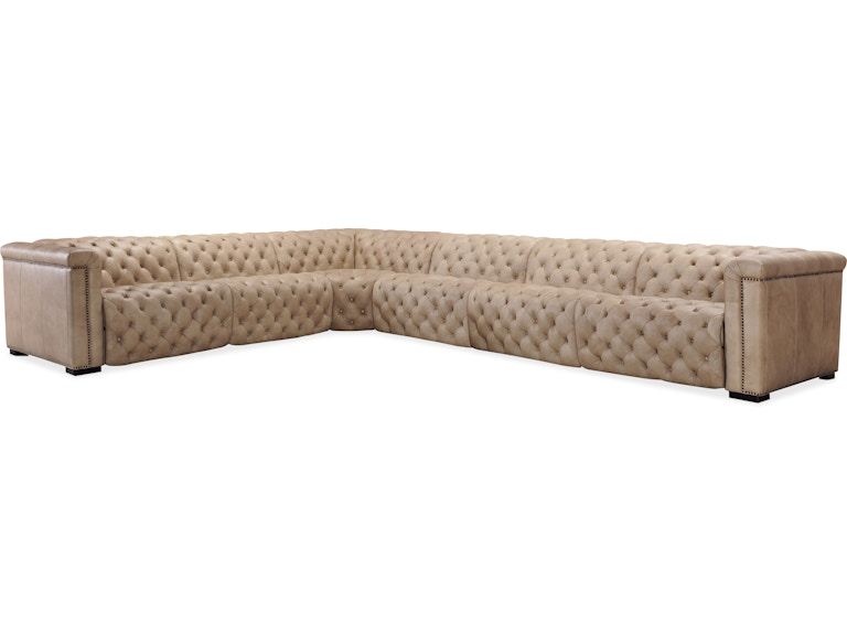Hooker Furniture Living Room Savion Grandier 6-Piece Power HR Sectional w/3 Power Recline SS434-G6PS-082 at Norwood Furniture