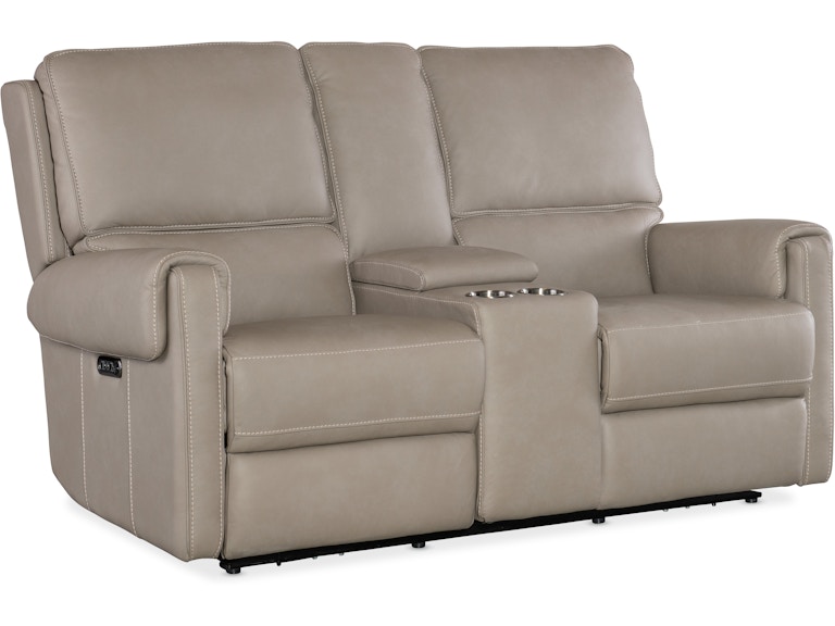 Hooker Furniture Living Room Somers Power Console Loveseat w/Power Headrest SS718-PHZC2-090 at Norwood Furniture