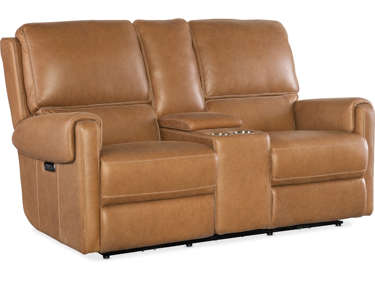 Hooker Furniture Living Room Somers Power Console Loveseat w/Power Headrest SS718-PHZC2-080 at Norwood Furniture