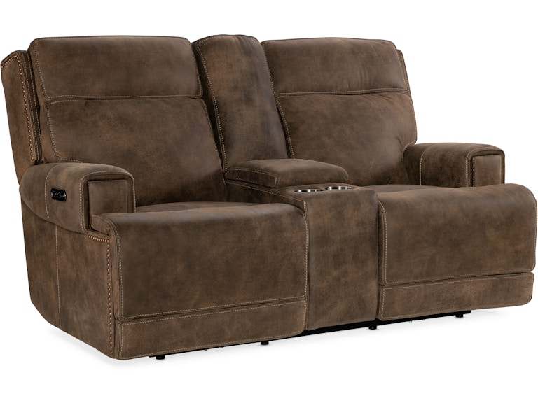 Hooker Furniture Living Room Wheeler Power Console Loveseat with Power Headrest SS762-PHZC2-085 at Norwood Furniture