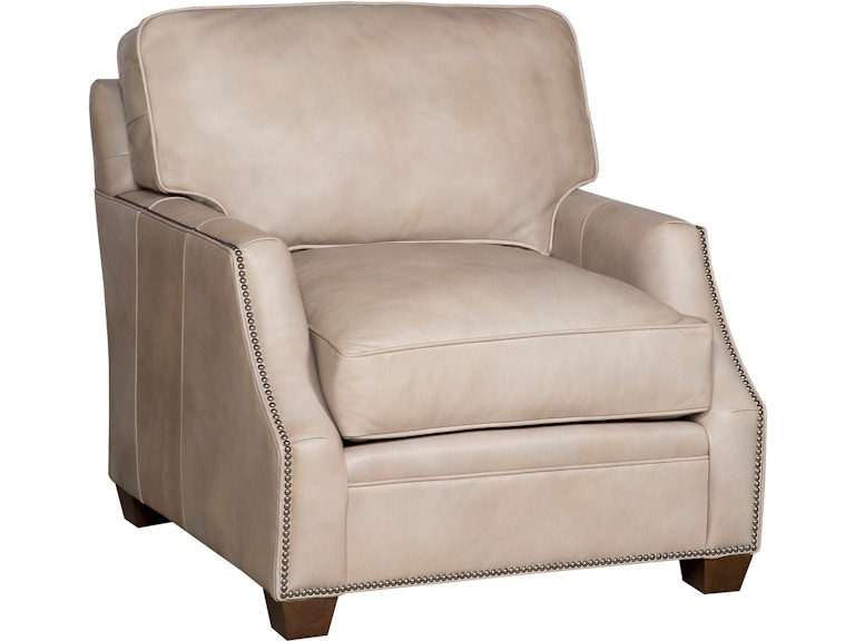 King Hickory Living Room Benson Chair with Notched Arm And Loose Back Aged Gray Base And Leather 4701-NLG-L at Norwood Furniture