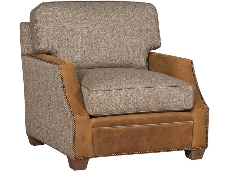 King Hickory Living Room Benson Chair with Notched Arm And Loose Back Aged Gray Base And Leather and Fabric 4701-NLG-LF at Norwood Furniture