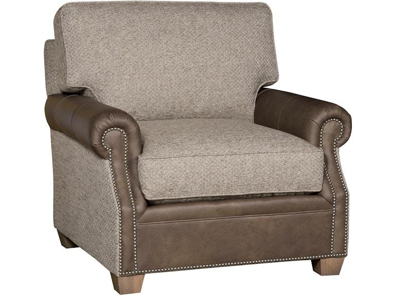 King Hickory Living Room Benson Chair with Recessed Arm And Loose Back Aged Gray Base And Leather and Fabric 4701-RLG-LF at Norwood Furniture
