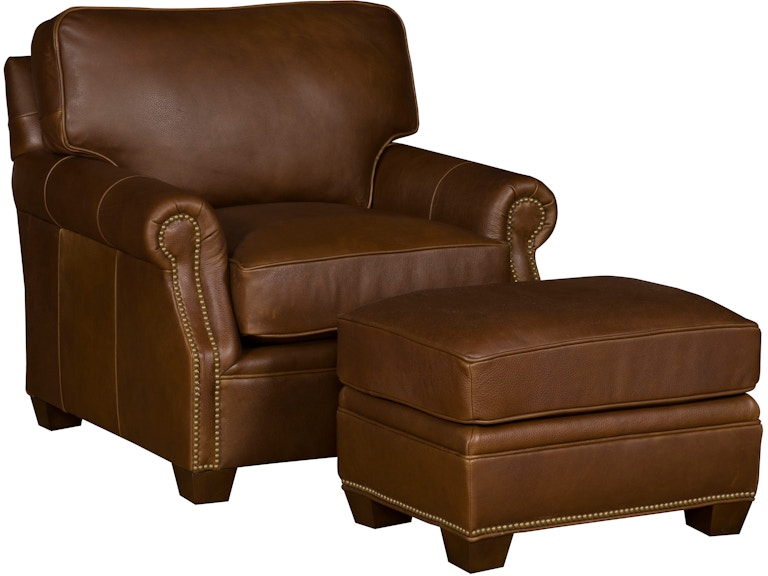 King Hickory Living Room Benson Chair with Recessed Arm And Attached Back Warm Brown Base And Leather 4701-RAW-L at Norwood Furniture