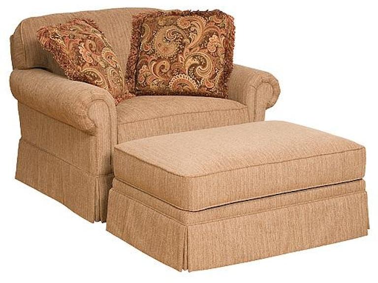 King Hickory Living Room Bentley Fabric Chair And Half With Panel Arm Attached Back Skirt And Fabric 4455-PAS-F at Norwood Furniture