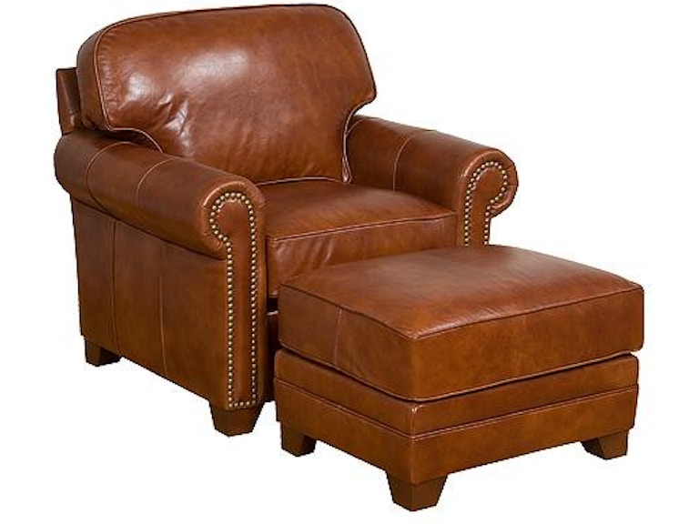 King Hickory Living Room Bentley Fabric Ottoman With Panel Arm Attached Back Modern Leg And Leather 4408-PAM-L at Norwood Furniture