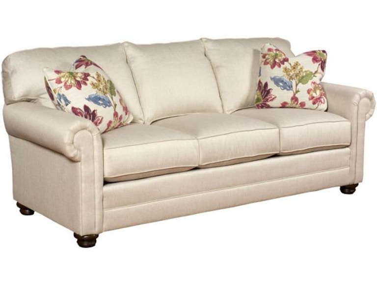 King Hickory Living Room Bentley Fabric Sofa With Panel Arm Attached Back Bun Foot And Fabric 4400-PAB-F At Norwood Furniture
