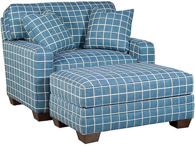 King Hickory Living Room Bentley Ottoman And Half With Track Arm Attached Back Modern Leg And Fabric 4468-TAM-F at Norwood Furniture