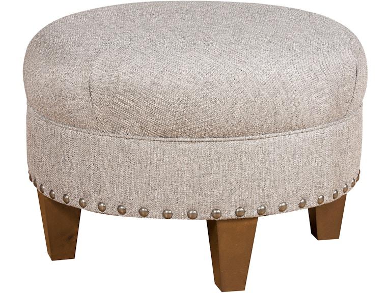 King Hickory Living Room Capital Circular Small Ottoman with Flat Top and Modern Leg in Fabric 3C-SLM-F at Norwood Furniture