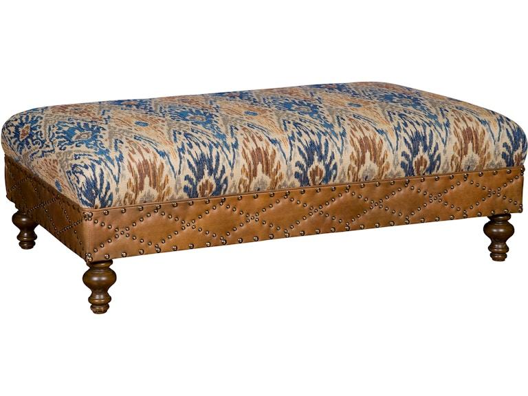 King Hickory Living Room Capital Rectangle Large Ottoman with Flat Top and Turned Leg in Leather/Fabric 3R-LLT-LF at Norwood Furniture