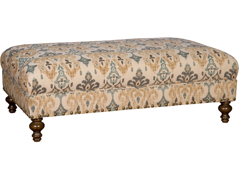 King Hickory Living Room Capital Rectangle Large Ottoman with Flat Top and Turned Leg in Fabric 3R-LLT-F at Norwood Furniture