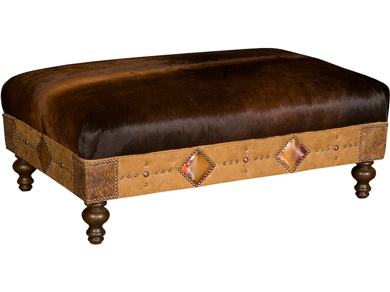 King Hickory Living Room Capital Rectangle Medium Ottoman with Flat Top and Turned Leg in Leather 3R-MLT-L at Norwood Furniture