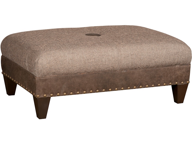 King Hickory Living Room Capital Rectangle Medium Ottoman with Miter and Button Top and Modern Leg in Leather/Fabric 3R-MNM-LF at Norwood Furniture