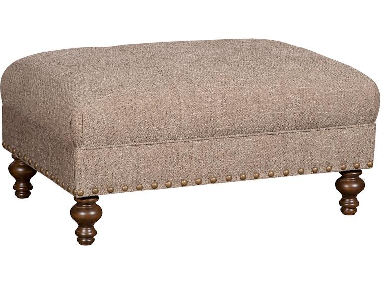 King Hickory Living Room Capital Rectangle Small Ottoman with Flat Top and Turned Leg in Fabric 3R-SLT-F at Norwood Furniture