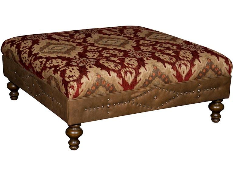 King Hickory Living Room Capital Square Large Ottoman with Flat Top and Turned Leg in Leather/Fabric 3Q-LLT-LF at Norwood Furniture
