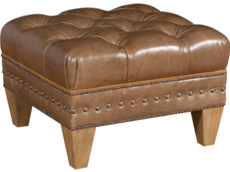 King Hickory Living Room Capital Square Small Ottoman with Tufted Top and Modern Leg in Leather 3Q-SUM-L at Norwood Furniture