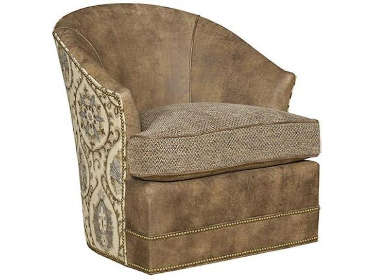 King Hickory Living Room Cassandra Leather/Fabric Swivel Chair 481-SLF at Norwood Furniture