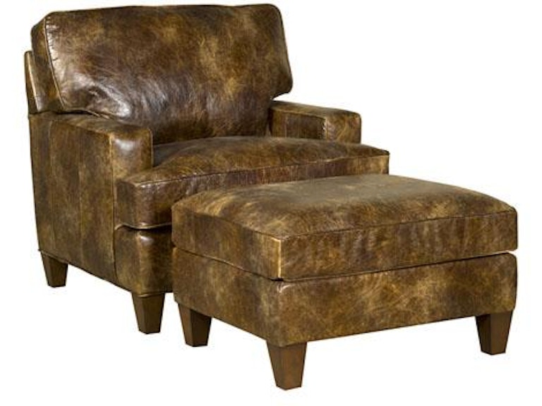 King Hickory Living Room Chatham Ottoman With Track Arm Attached Back Modern Leg And Leather 5908-TAM-L at Norwood Furniture