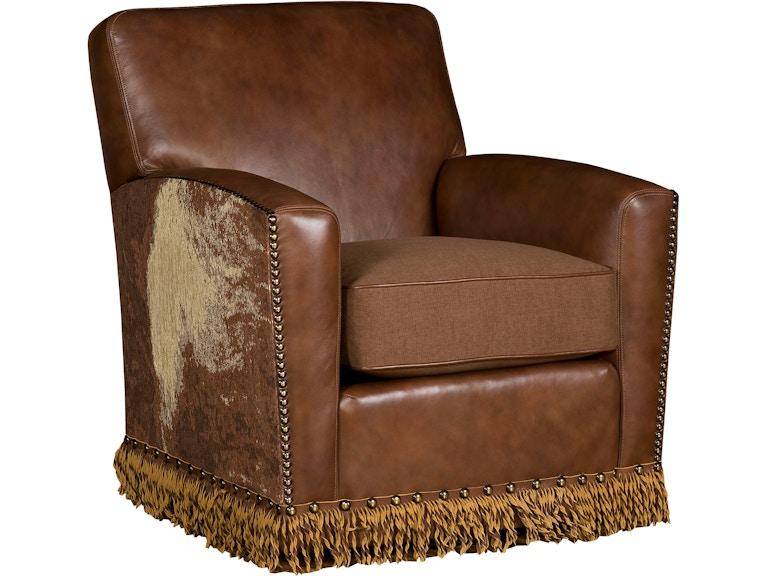 King Hickory Living Room Denver Swivel Leather/Fabric Chair C24-01-SLF at Norwood Furniture