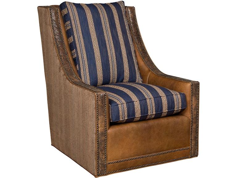 King Hickory Living Room Elsa Leather/Fabric Swivel Chair C91-01-SLF at Norwood Furniture