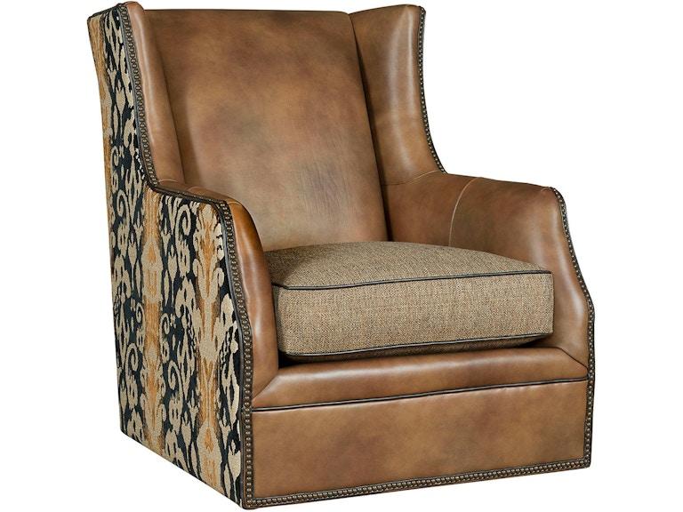 King Hickory Living Room Grayson Leather Fabric Swivel Chair 0431-SLF at Norwood Furniture