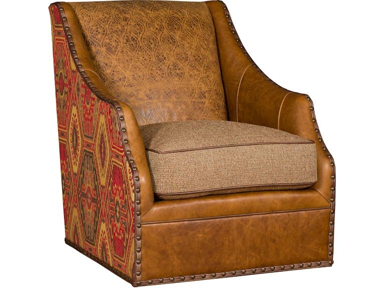 King Hickory Living Room Heather Leather/Fabric Swivel Chair C49-01-SLF at Norwood Furniture