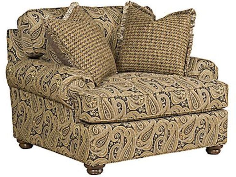 King Hickory Living Room Henson Fabric Chair And Half With Panel Arm Loose Back Turned Leg And Fabric 6001-PBT-F at Norwood Furniture
