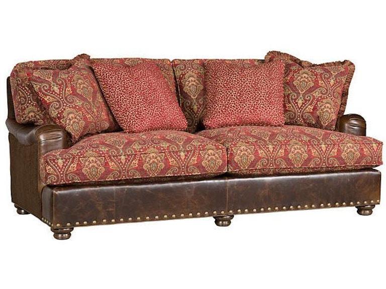 King Hickory Living Room Henson Sofa Chaise With English Arm Loose Border Back Turned Leg And Leather/Fabric 6075-EBT-LF at Norwood Furniture