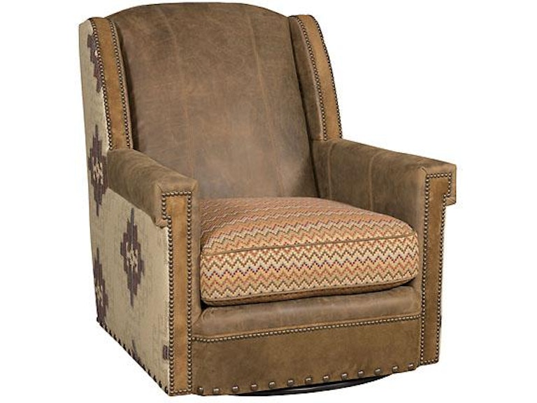 King Hickory Living Room Mustang Leather/Fabric Swivel Chair C44-01-SLF at Norwood Furniture