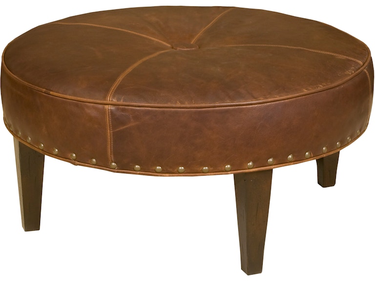 King Hickory Living Room Rounder Leather Ottoman W-010-36-L at Norwood Furniture