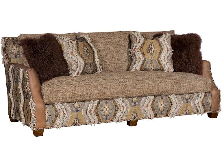 King Hickory Living Room Santiago Leather/Fabric Bench Cushion Sofa 2350-LF at Norwood Furniture