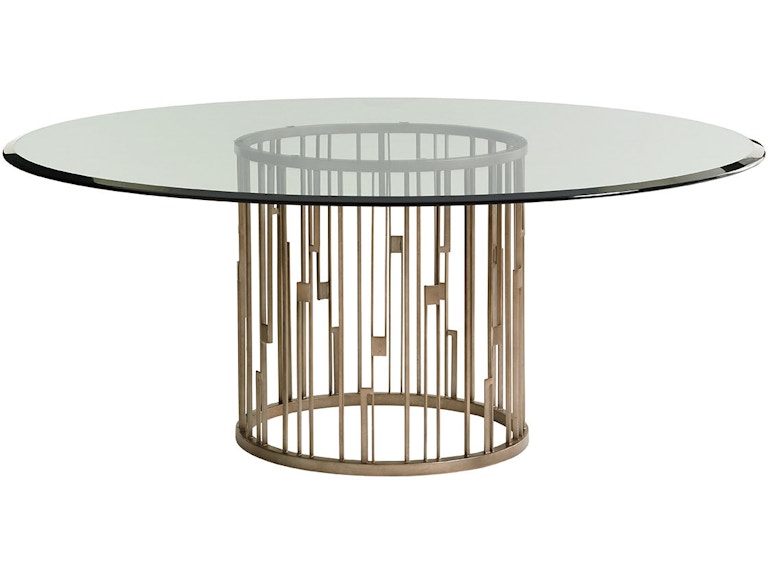 Lexington Casual Dining Rendezvous Round Metal Dining Table With 72 Inch Glass Top 725-875-72C at Norwood Furniture