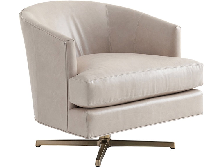 Lexington Living Room Graves Leather Swivel Chair (Brass) LL7654-11BSW at Norwood Furniture