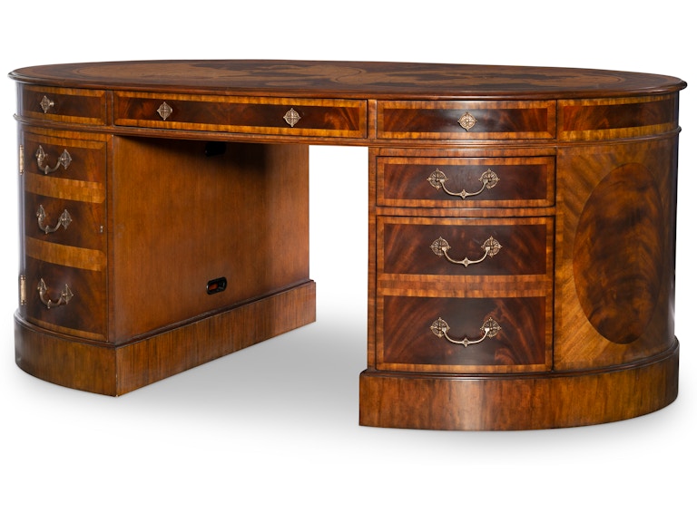 Maitland-Smith Home Office Map Partner's Oval Desk 8116-55 at Norwood Furniture