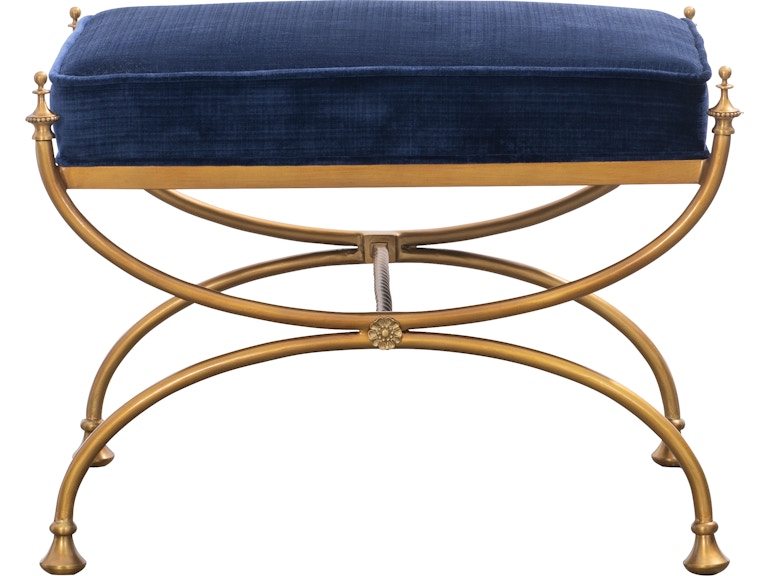 Maitland-Smith Living Room Royal Blue Courtly Bench 8120-42-B at Norwood Furniture
