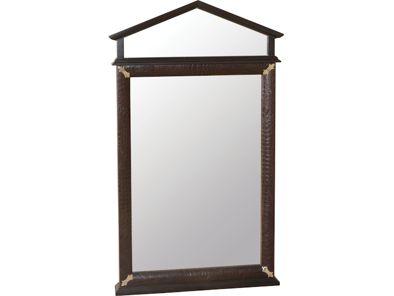 Maitland-Smith Mirrors Mirror With Croc Patterned Leather Inlay 8196-28 at Norwood Furniture