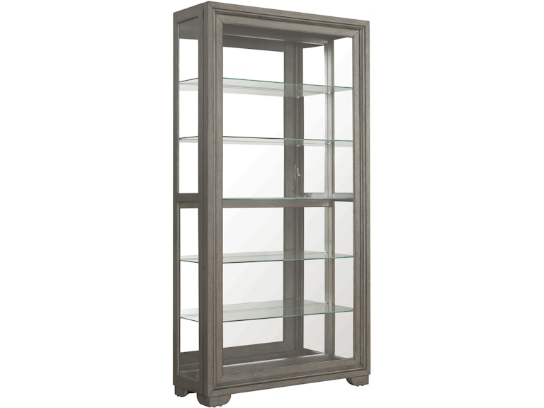 PFC Living Room Modern Wood Framed 5-Shelf Sliding Door Curio with LED Light P021765 at Norwood Furniture