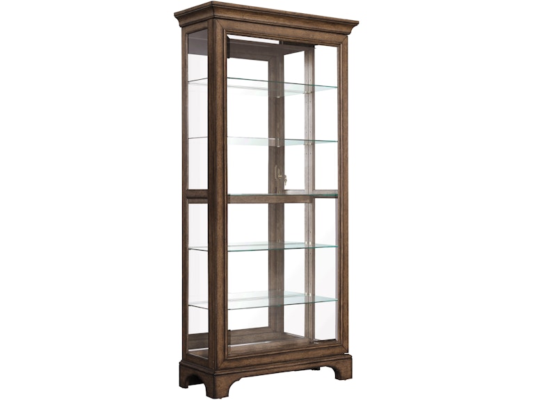 PFC Living Room Traditional Sliding Door Curio with Glass Shelves and LED Light P021768 at Norwood Furniture