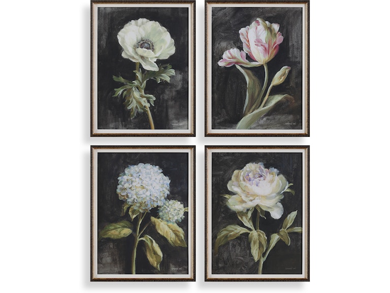 Uttermost Art Florals On Black Framed Prints Set/4 32426 at Norwood Furniture