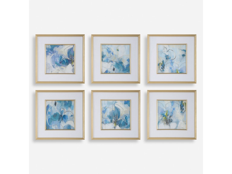 Uttermost Art Fresh Start Blue Abstract Prints Set/6 32354 at Norwood Furniture