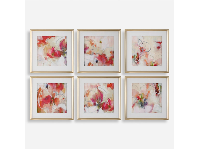 Uttermost Art Fresh Start Red Abstract Prints Set/6 32340 at Norwood Furniture