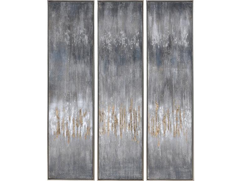Uttermost Art Gray Showers Hand Painted Canvases Set/3 51304 at Norwood Furniture