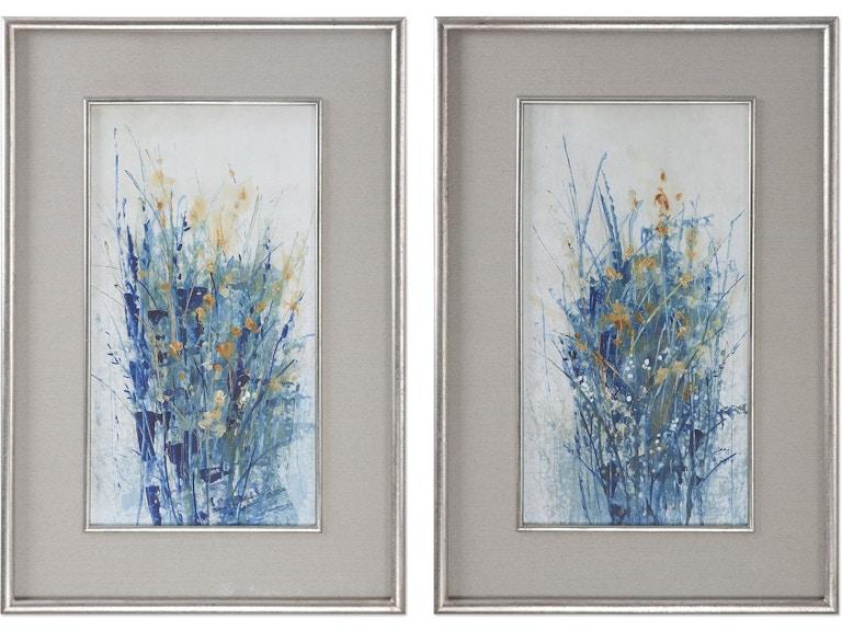 Uttermost Art Indigo Florals Framed Art Set/2 41558 at Norwood Furniture