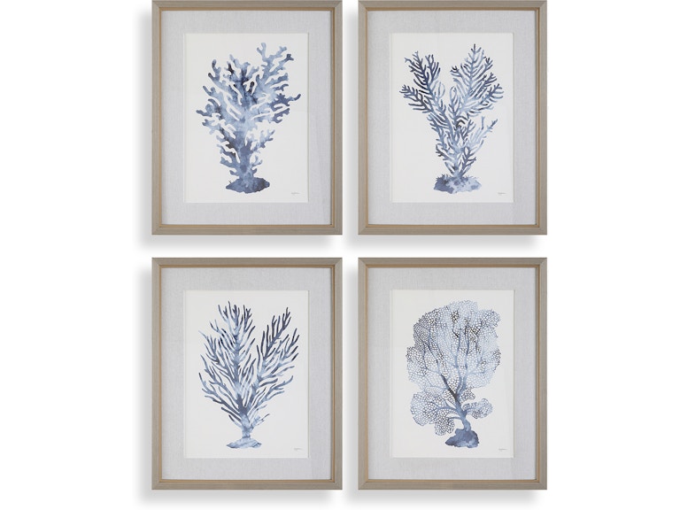 Uttermost Art Shibori Coral Framed Prints Set/4 32428 at Norwood Furniture