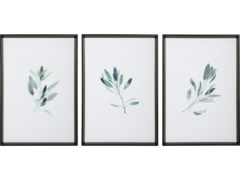 Uttermost Art Simple Sage Watercolor Prints Set/3 33723 at Norwood Furniture